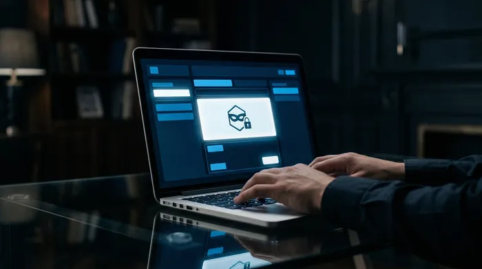 Zwei Smartphones liegen auf einer dunklen Oberfläche, verbunden durch eine digitale Verknüpfung, und zeigen Anrufsymbole und ein Benutzerprofil mit Nachrichtensymbolen.